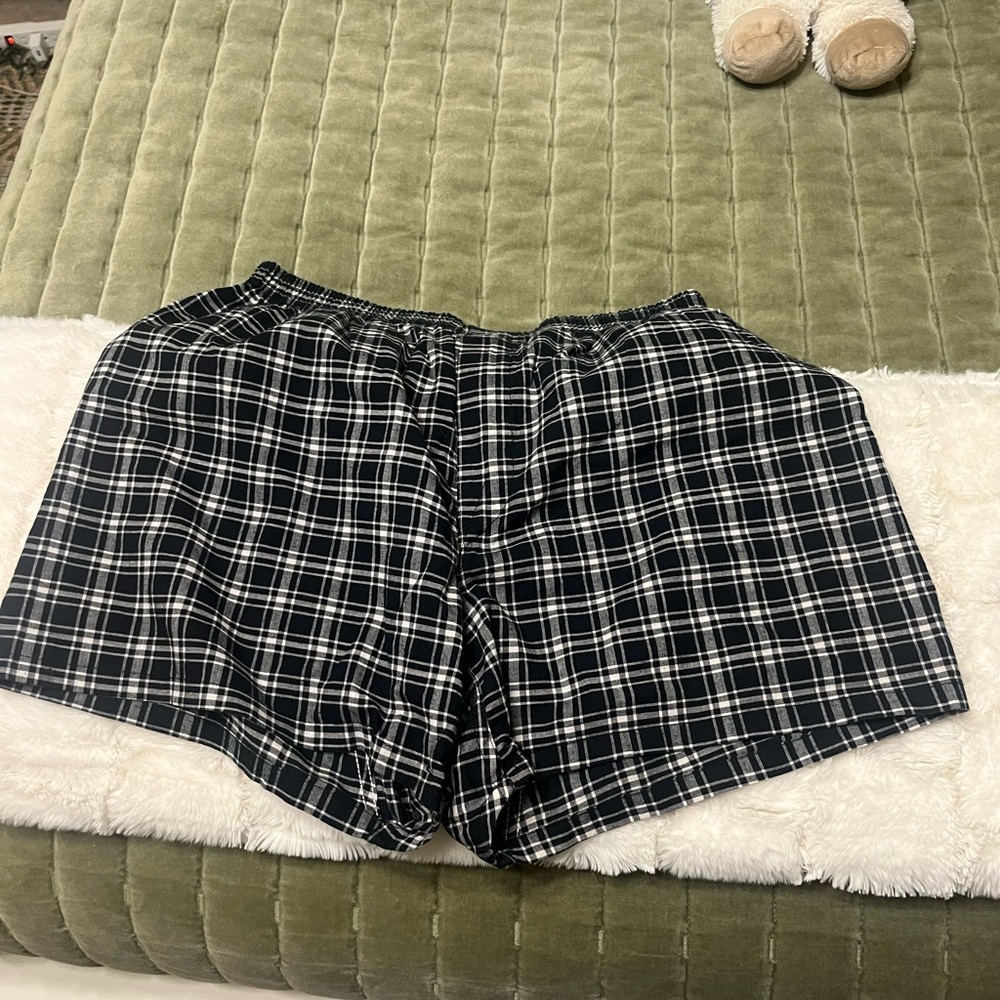 Plaid Black and White mens boxers